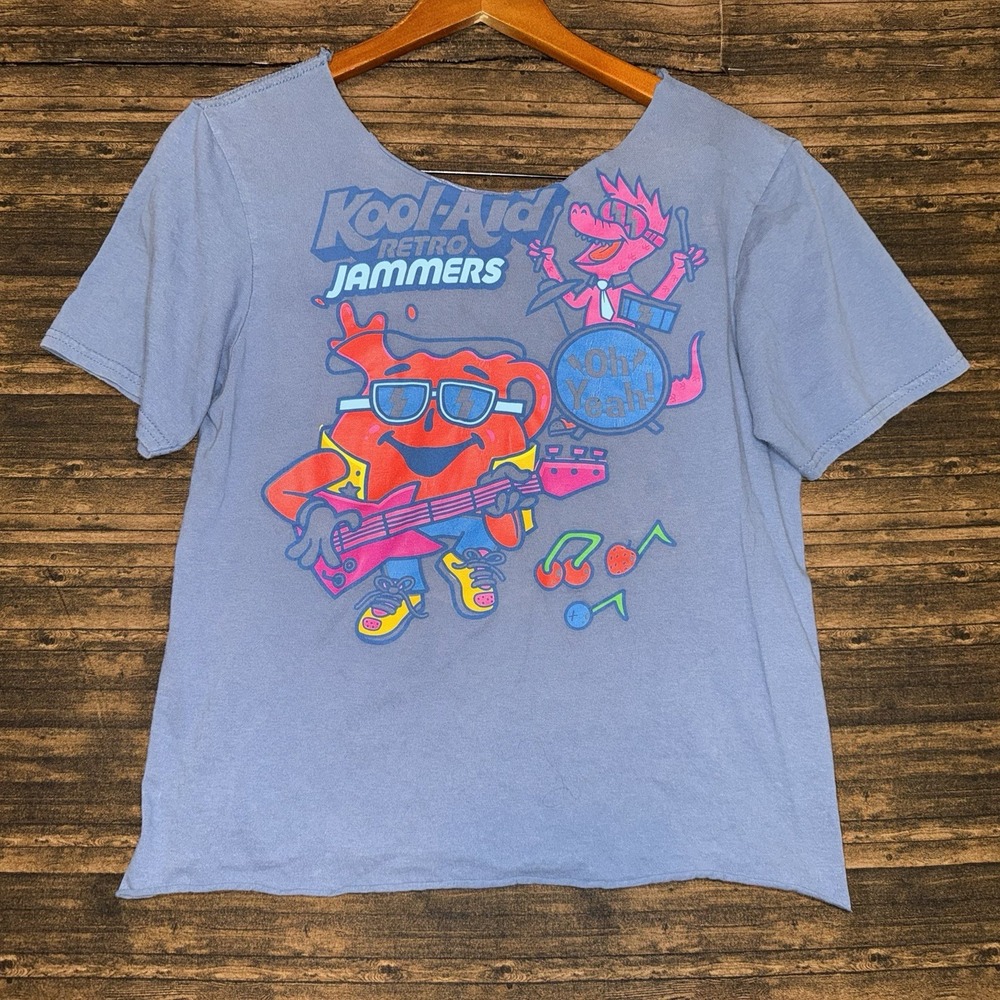 Kool-Aid Jammers Graphic T-shirt Women's XS Blue Short Sleeve Cut Collar